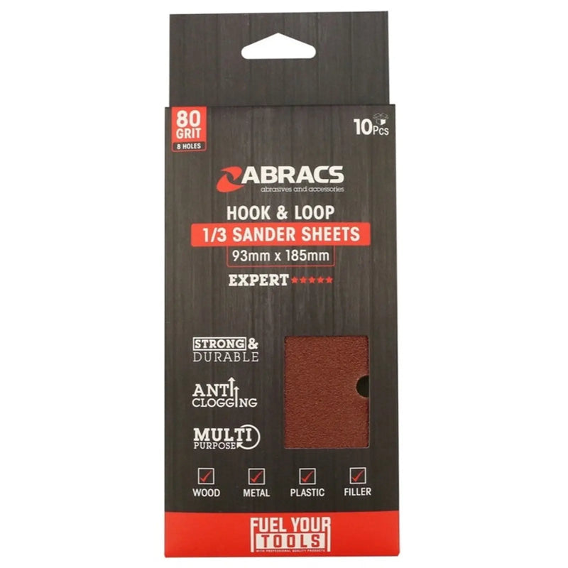Abracs Orbital Hook & Loop Sander Sheets 93 x 185mm 80g