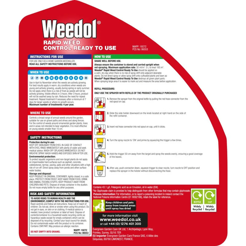 Weedol Rapid Weed Control RTU 5L Refill