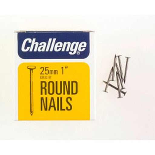 Challenge Round Wire Nails - Bright Steel (Box Pack) 25mm