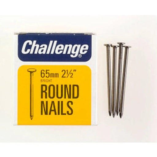 Challenge Round Wire Nails - Bright Steel (Box Pack) 65mm