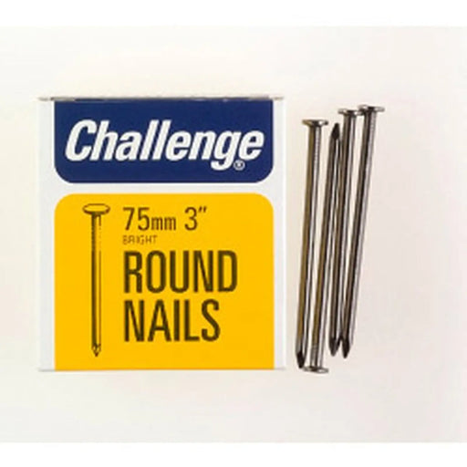 Challenge Round Wire Nails - Bright Steel (Box Pack) 75mm