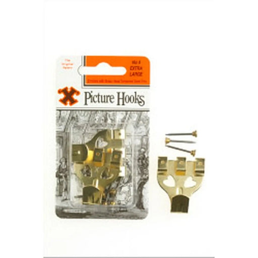 Stax X Original Patent Steel Picture Hooks - Brass Plated (Blister Pack) No. 4