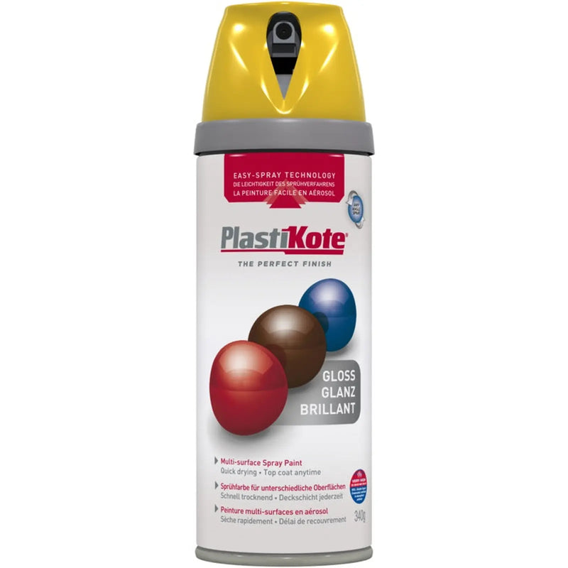 PlastiKote Twist & Spray Paint 400ml Yellow Gloss