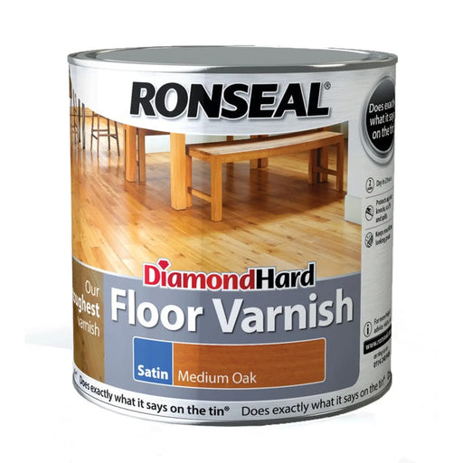 Ronseal Diamond Hard Coloured Floor Varnish 2.5L Medium Oak