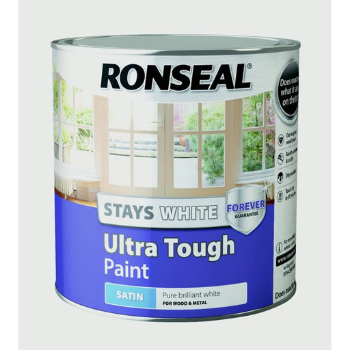 Ronseal Stays White Ultra Tough Paint 2.5L White Satin
