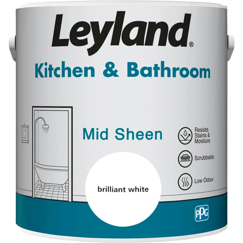 Leyland Kitchen & Bathroom Mid Sheen 2.5L Brilliant White