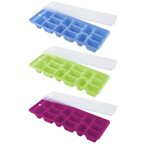 Fackelmann Ice Cube Tray With Cover Blue, Purple or Green