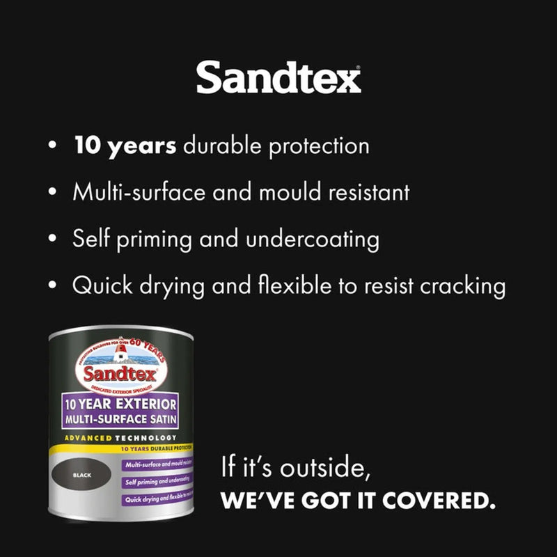 Sandtex 10 Year Exterior Multi Surface Satin 750ml Black