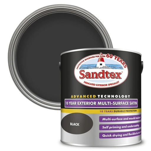 Sandtex 10 Year Exterior Multi Surface Satin 2.5L Black