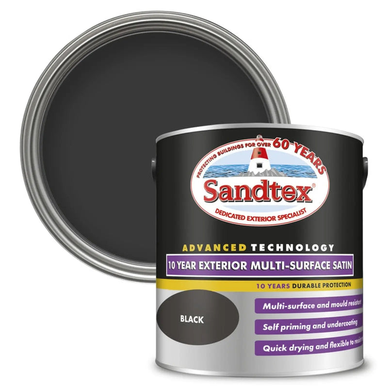 Sandtex 10 Year Exterior Multi Surface Satin 2.5L Black