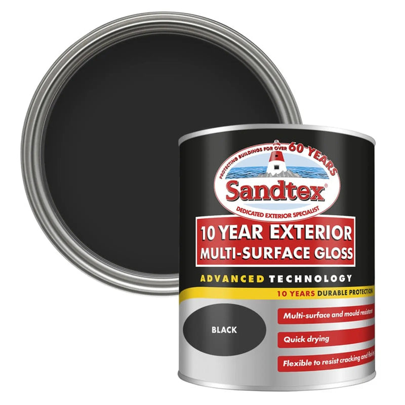 Sandtex 10 Year Exterior Multi Surface Gloss 750ml Black