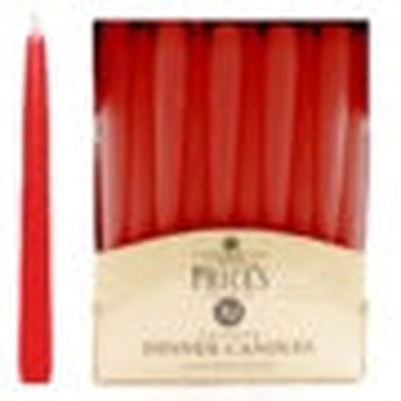 Price's Candles Tapered Dinner Candle Unwrapped 50 Pack Red