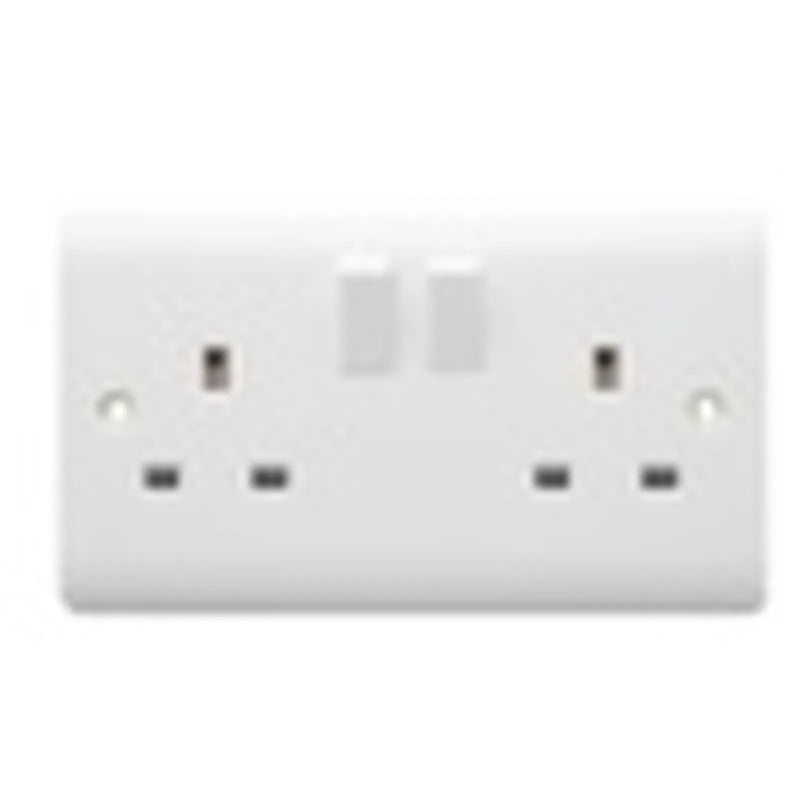Securlec 2 Gang Switched Socket Double Pole Round Edge