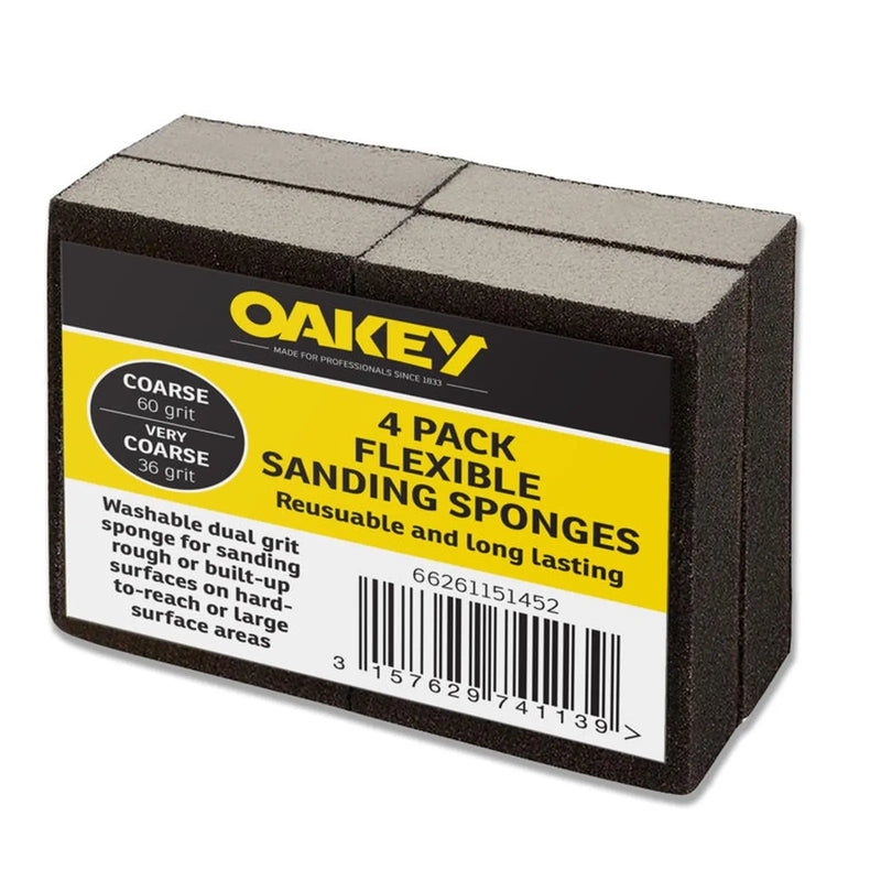 Oakey Black Flexible Sanding Sponges Coarse 60g/Very Coarse 36g Pack 4
