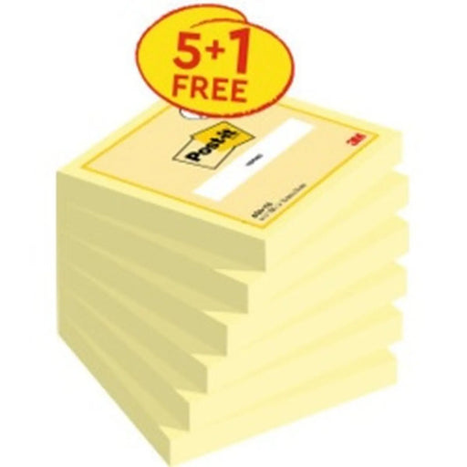 Stax Post-it® Yellow Notes 76mm x 76mm 100 Sheets 5 Pads Plus 1 Free