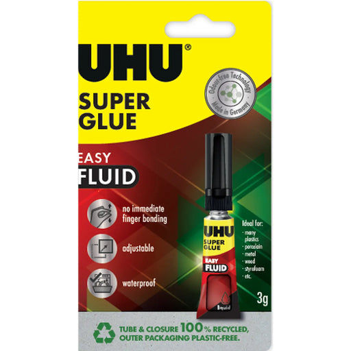 UHU Superglue Easy Fluid 3gm Blister Pack