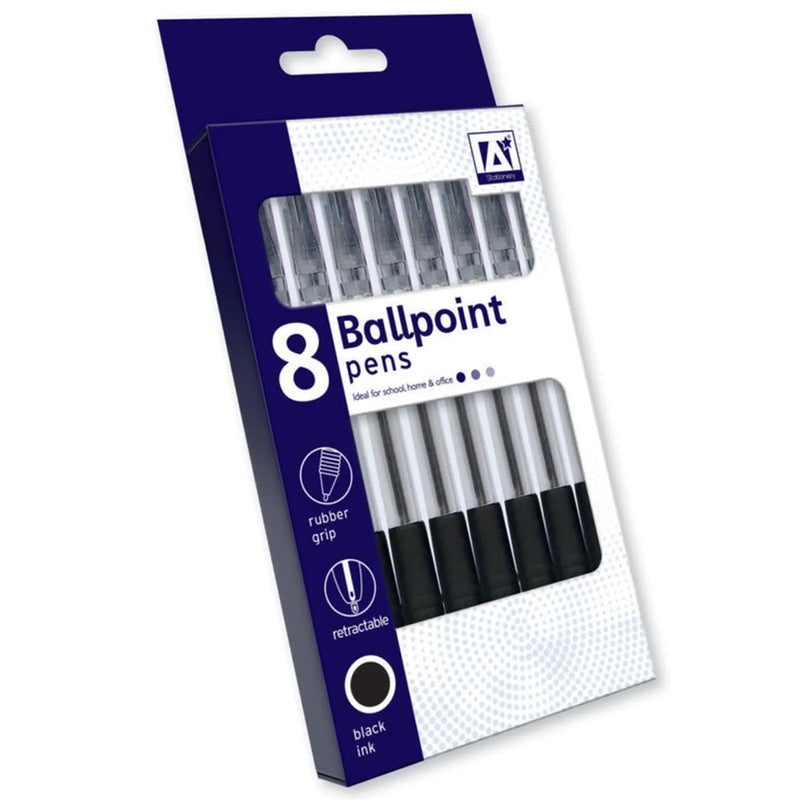 Ig Design Ballpoint Pens Black Pack 8