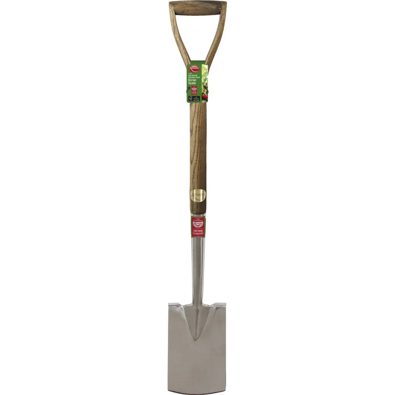 Ambassador Ash Handle Stainless Steel Border Spade Length: 95cm