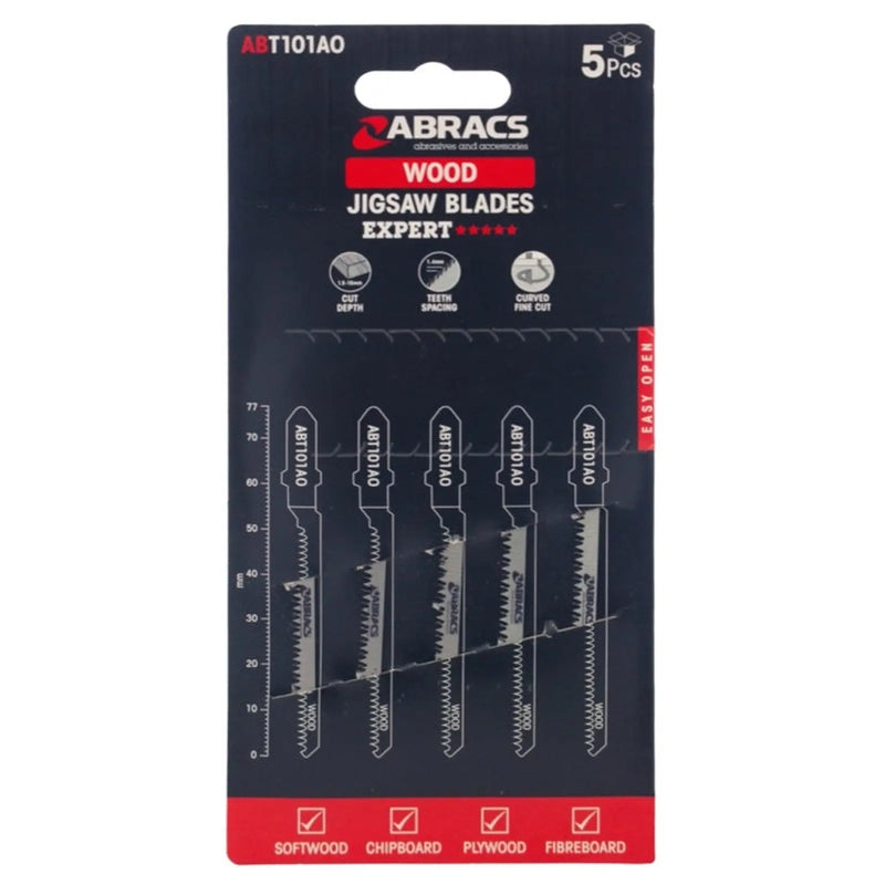 Abracs Jigsaw Blade For Wood Pack 5 77mm