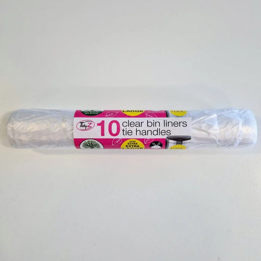 Tidyz Clear Bin Liners With Tie Handle 100L Roll 10