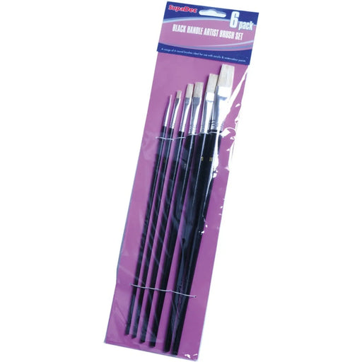 SupaDec Black Handle Artist Brush Set 6 Piece