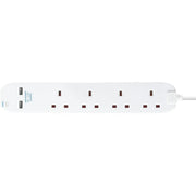 Masterplug 4 Gang Extension Lead With 2 x USB & 1m Cable 13 amp
