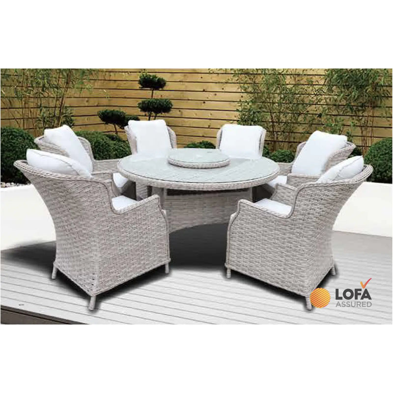 Pagoda Chambery Beige Deluxe Set With Lazy Susan 6 Seat