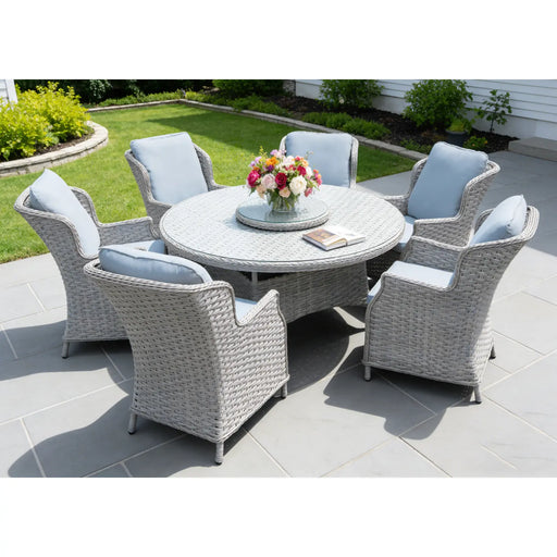 Pagoda Chambery Deluxe Grey Dining Set With Lazy Susan 6 Seat
