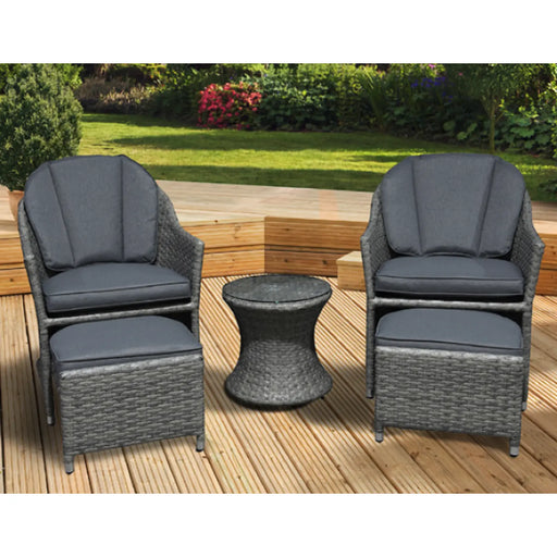 Pagoda Corfu Rattan Companion Set 2 x Chairs. 1 x Table, 2 x Foot Stools