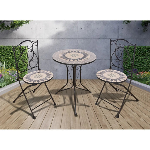 Pagoda Ceramic Mosaic Bistro Set Flower