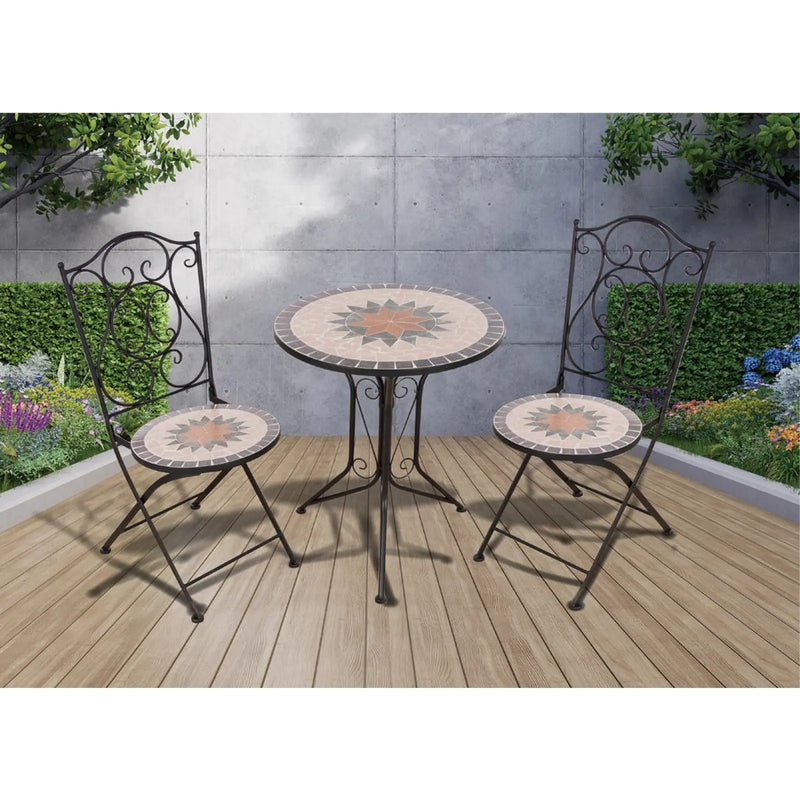 Pagoda Ceramic Mosaic Bistro Set Star
