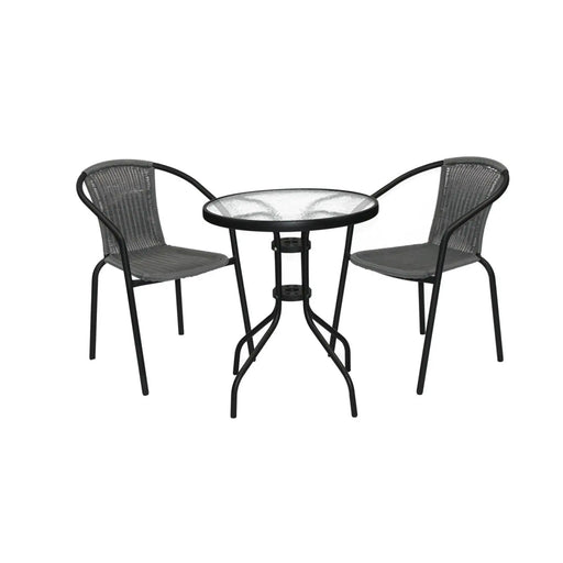 SupaGarden Rattan Bistro Set Grey/Black