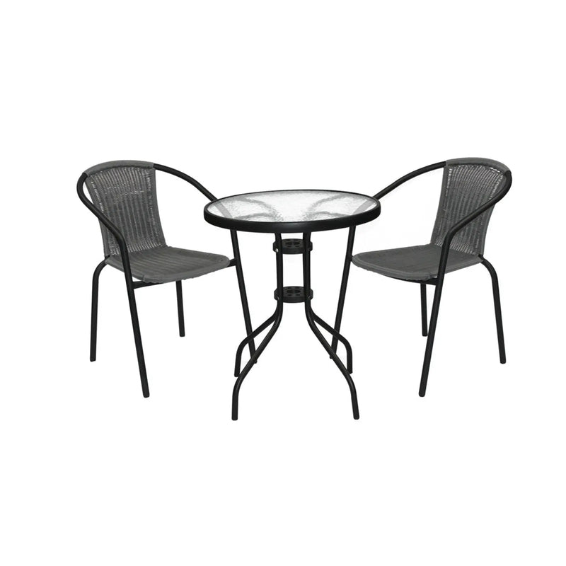 SupaGarden Rattan Bistro Set Grey/Black