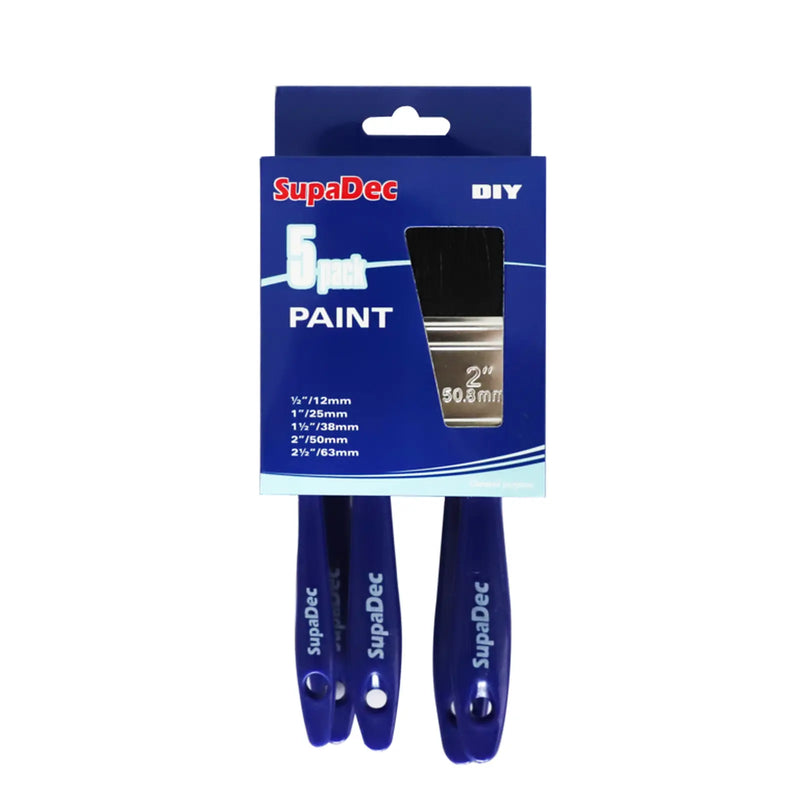 SupaDec Paint Brush Set 5 Pack - 12mm, 25mm, 38mm, 50mm, 63mm