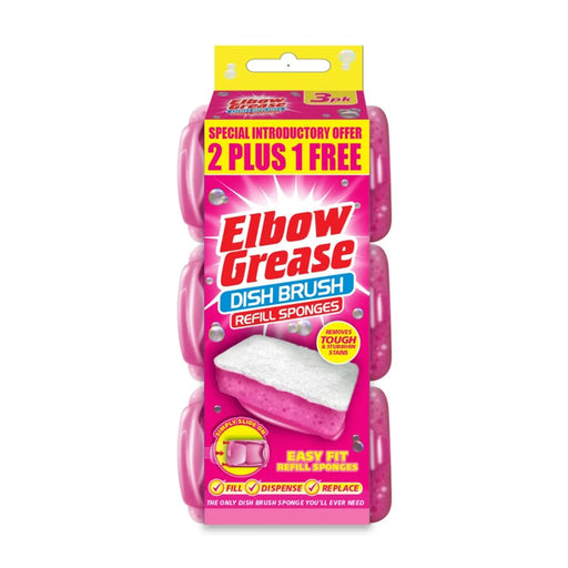 Elbow Grease Pink Dish Brush Refill 3 Pack