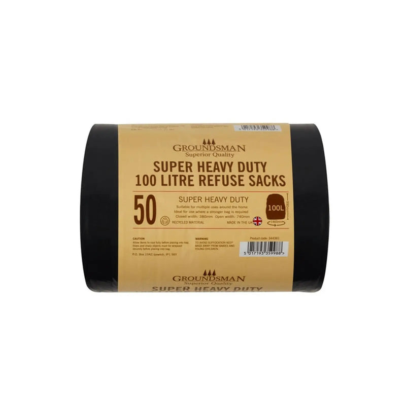 Groundsman Super Heavy Duty Refuse Sacks 100L - Roll of 50