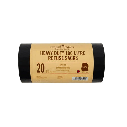 Groundsman Heavy Duty Refuse Sacks 100L - Roll of 20