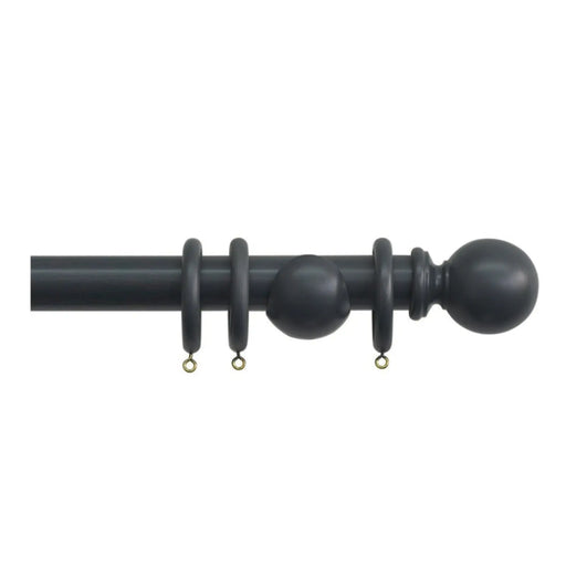 Jones Interiors Shore 35mm Wood Curtain Pole Kit Charcoal 240cm