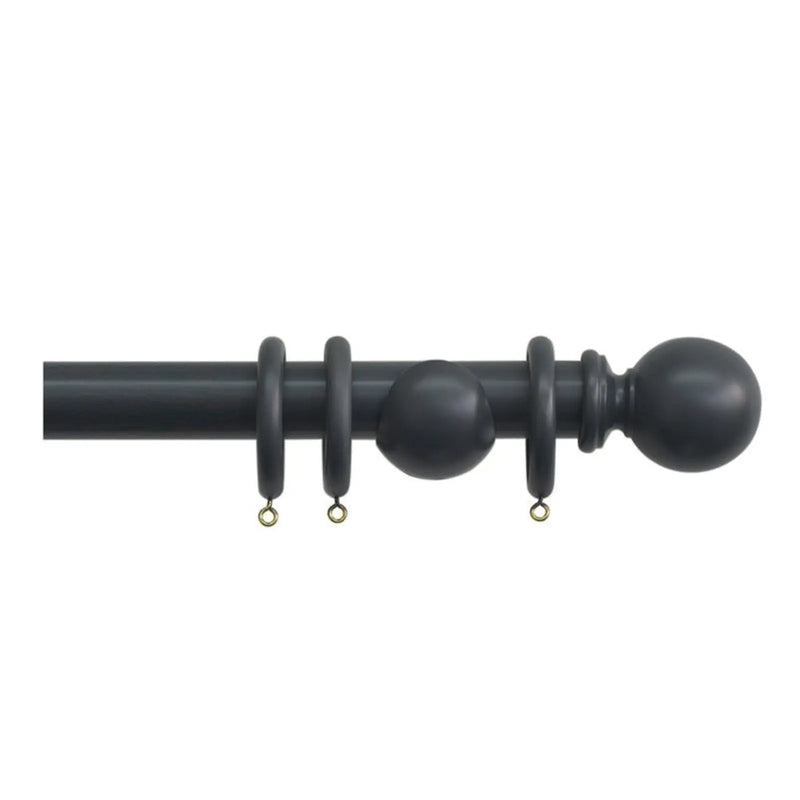 Jones Interiors Shore 35mm Wood Curtain Pole Kit Charcoal 240cm