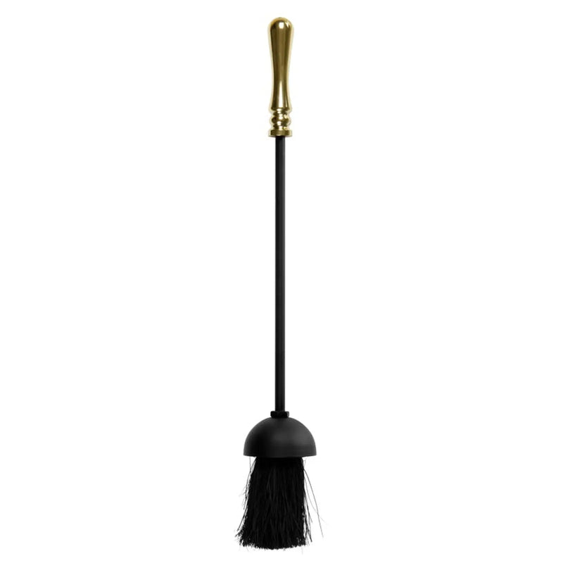 Stax Hearth & Home Black Companion Set With Round Base / Brass Handles 5 Piece 19"