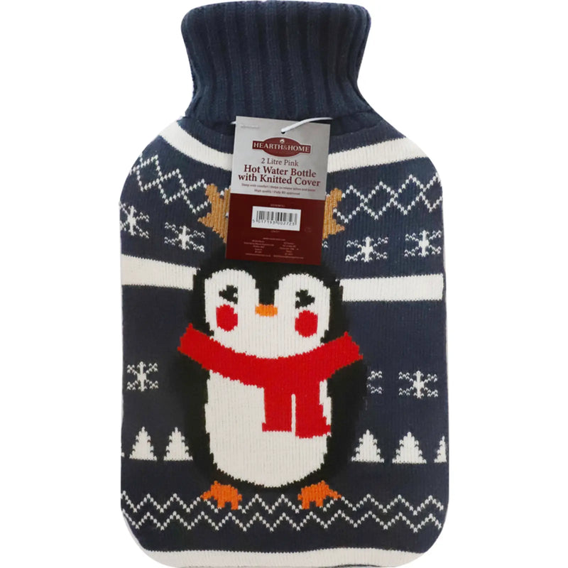 Stax Hearth & Home Hot Water Bottle With Winter Design Cover 2L
