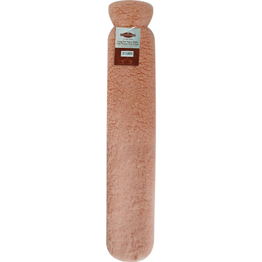 Stax Hearth & Home Long Hot Water Bottle With Sherpa Style Cover 2L Pink