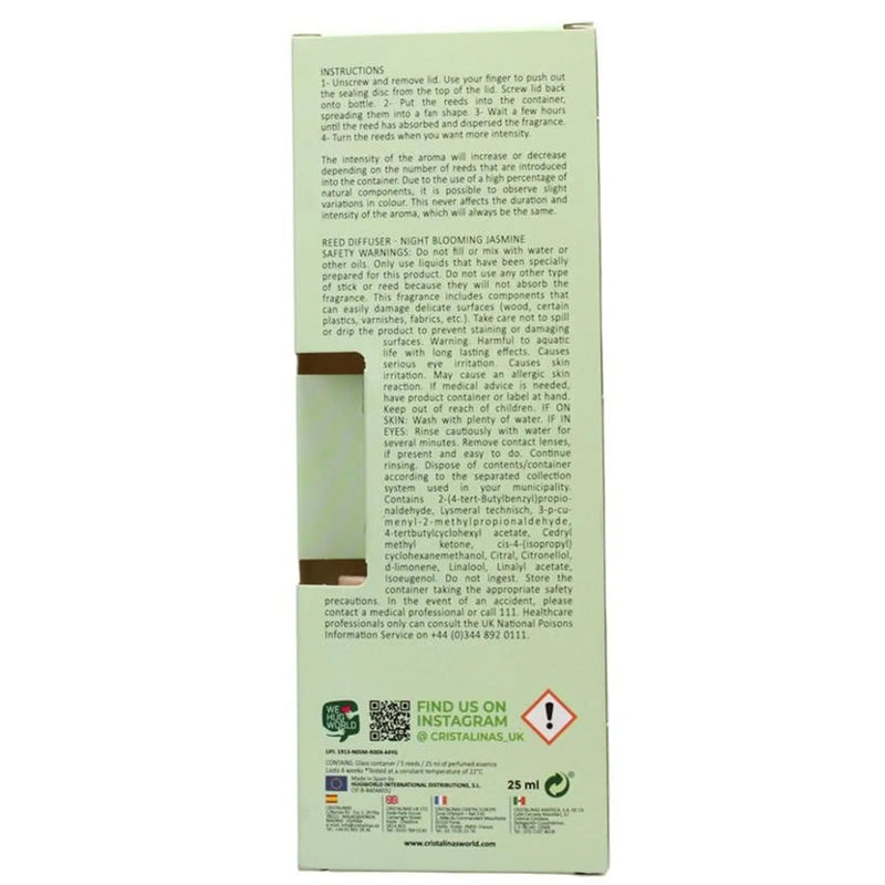 Cristalinas Reed Diffuser 25ml Night Blooming Jasmine