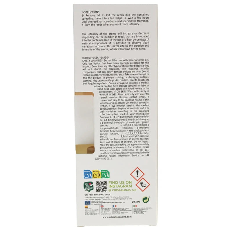 Cristalinas Pet Reed Diffuser 25ml Garden