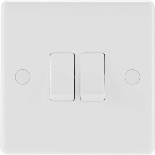 BG 2 Gang 2 Way White Round Edge Switch 10a
