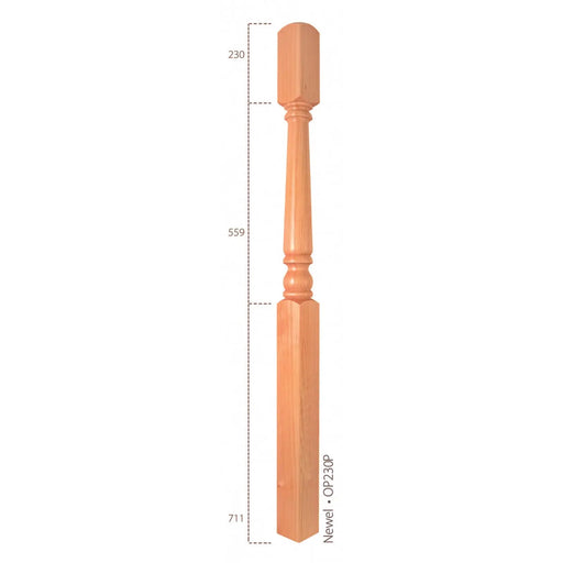 Cheshire Mouldings One Piece Newel Pine 91mm