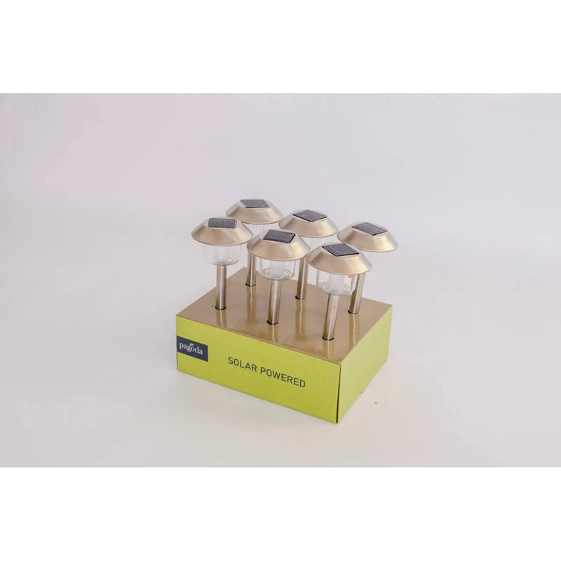 Pagoda Solar Stainless Steel Stake Light 42cm White LED