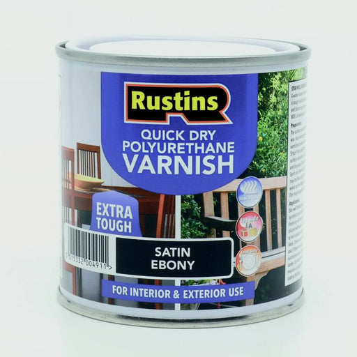 Rustins Quick Dry Poly Varnish Satin Ebony 250ml