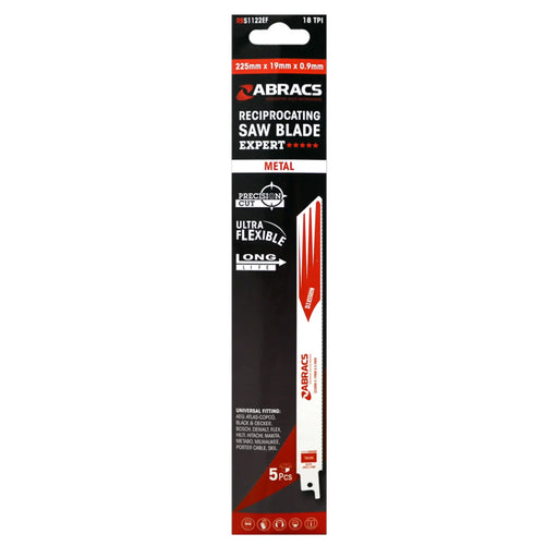 Abracs Reciprocating Saw Blade Metal Pack 5 225 x 19 x 0.9mm