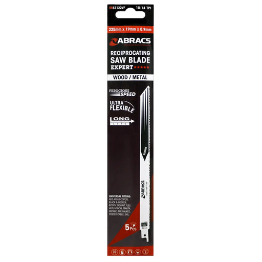 Abracs Reciprocating Saw Blade Pack 5 225 x 19 x 0.9mm